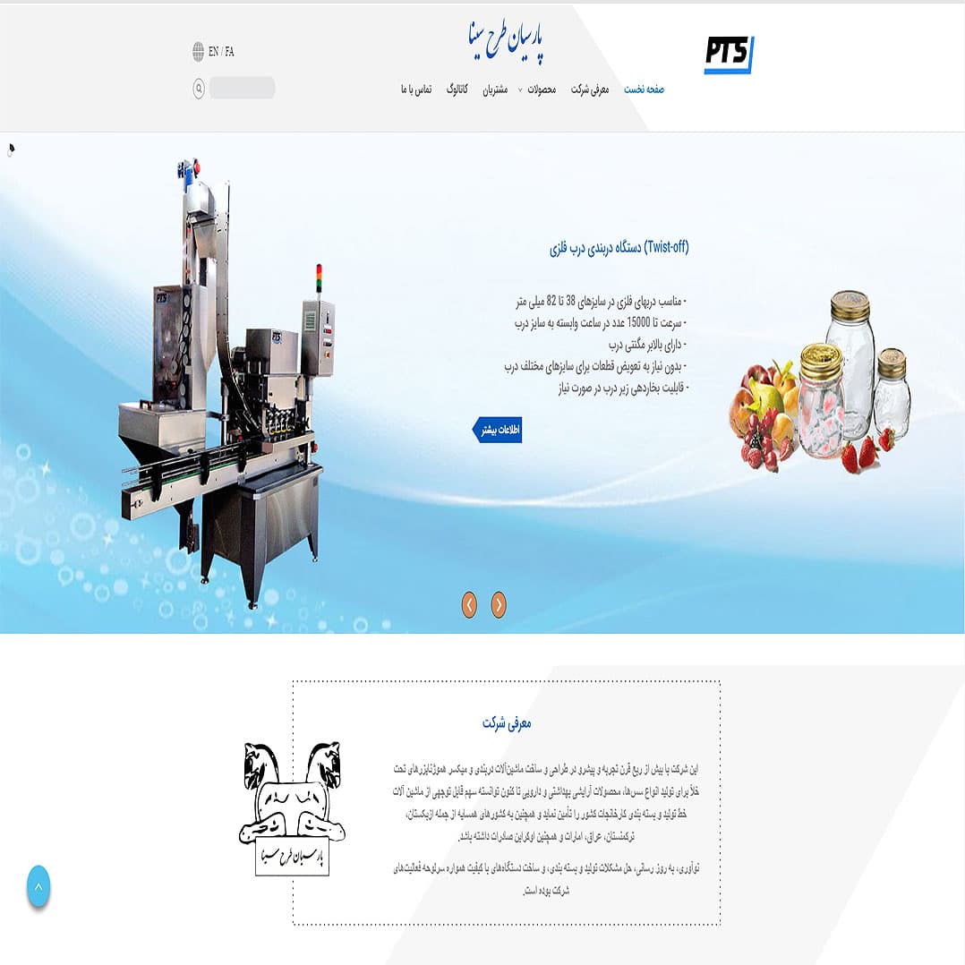 طراحی سایت شرکت پارسیان طرح سینا